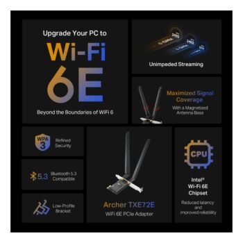 TP-Link Archer TXE72E AXE5400 Wi-Fi 6E Bluetooth 5.3 PCIe Adapter