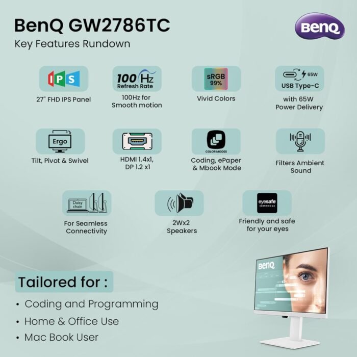 BenQ GW2786TC 27" FHD IPS Monitor – 100Hz, USB-C, Eye-Care - Image 2