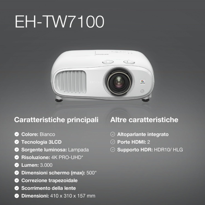 Epson EH-TW7100 4K PRO-UHD Home Projector - Image 5