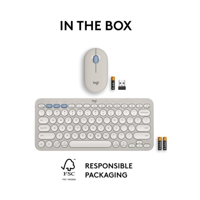Logitech Pebble 2 Combo Wireless Keyboard and Mouse-Sand - Image 2