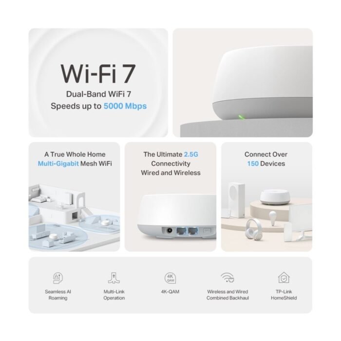 TP-Link Deco BE25 (1-Pack) BE5000 Whole Home Mesh WiFi 7 System - Image 5