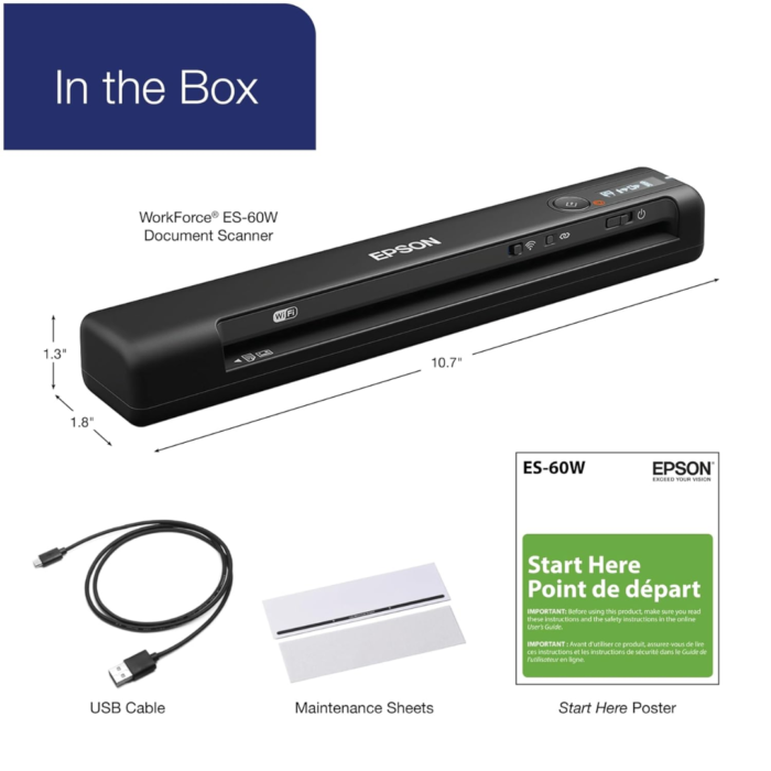 Epson ES-60W EPIL Wireless Portable Document Scanner