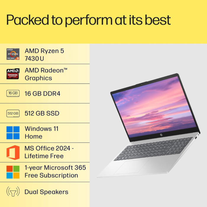 HP 15-fc0389AU 15.6-Inch Laptop (39.6 cm) – Silver