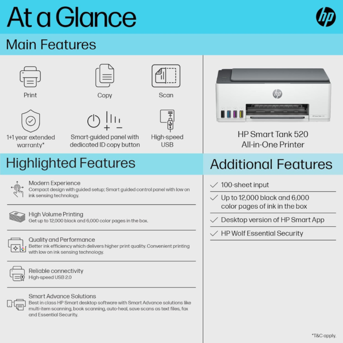HP Smart Tank 520 WW Basalt All-in-One Printer - Image 2